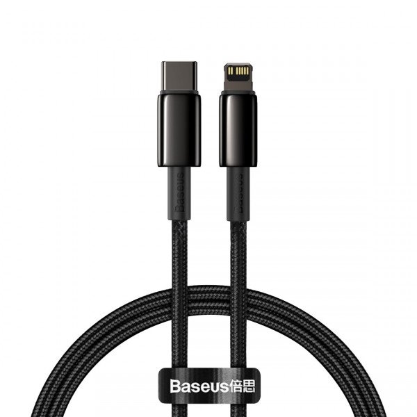 Кабель Baseus Tungsten Gold Fast Charging Data Cable Type-C to Lightning PD 20W 2.4А 1m (Чорний) 004 фото