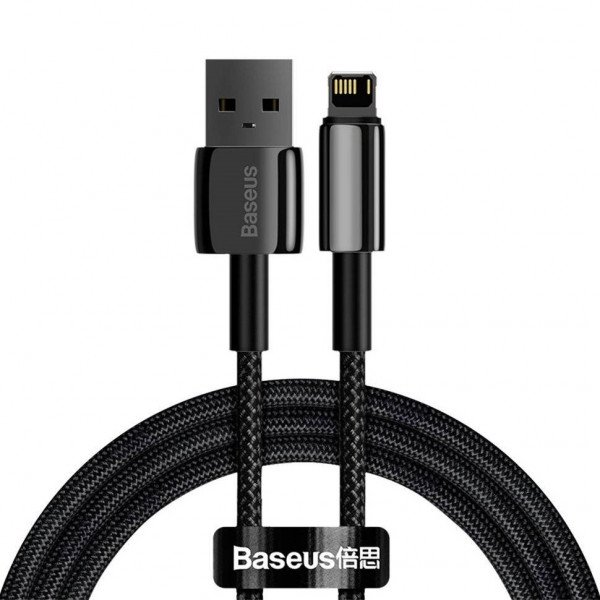 Кабель Baseus Tungsten Gold Fast Charging Data Cable USB to Lightning 2.4A 1m (Чорний) 010 фото