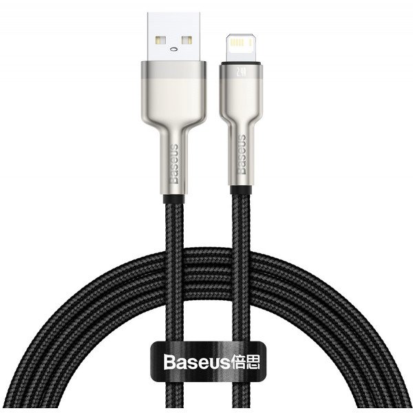 Кабель Baseus Cafule Metal Cable USB to Lightning 2.4A 1m (Чорний) 011 фото
